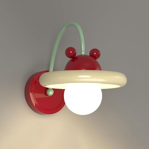 Applique de chevet rouge moderne et son globe en verre spherique haut de gamme