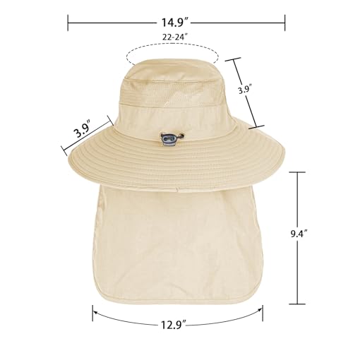 Image of Sun Hats for Men Women Fishing Hat UPF 50+ Breathable Wide Brim Bucket Hats Summer UV Protection Safari Hat with Neck Flap