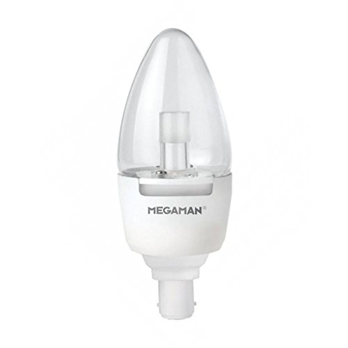 Megaman B15d Small Bayonet Cap 7 Watt LED Clear Candle Dimming 2800 k Light Bulb