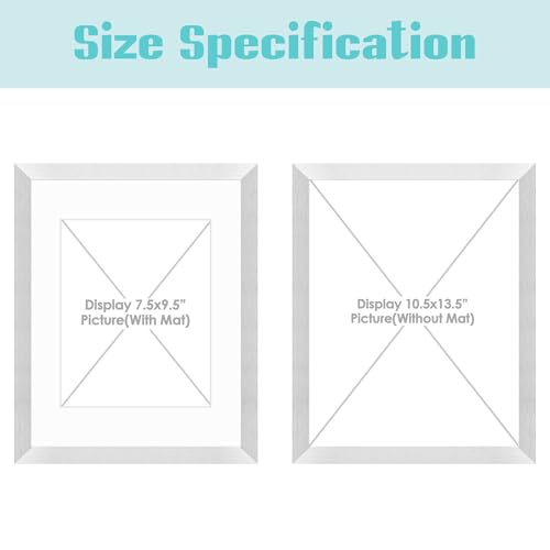 Image of Frametory, 11x14 Picture Frame with Mat for 8x10 Photo - High Definition Glass Wide Molding - Preinstalled Wall Mounting Hardware (Silver, 1 Pack)