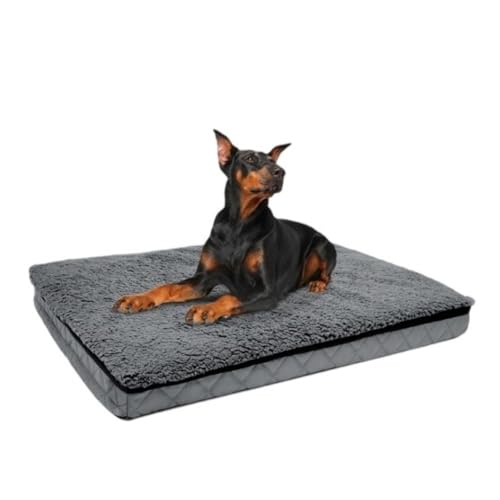Youlines 噛みつき防止犬用ベッド、通気性、保温性、防水性、噛みつき防止、引き裂き防止、耐久性のある犬用マットレス、洗える取り外し可能なカバーと滑り止めカバー付き、中型犬と大型犬に最適、一年中使用可能、大型犬用整形外科用犬用ベッド、平らな犬用ベッド、