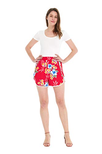 Image of Matchable Family Hawaiian Luau Men Women Girl Boy Clothes in Hibiscus Red