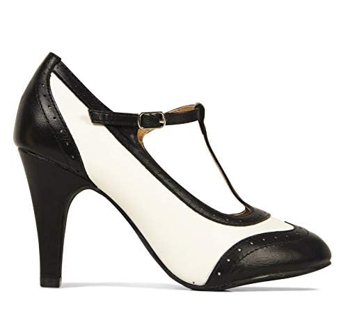 J. Adams Tango Heels for Women - T-Strap Round Toe Retro Oxford Pumps3
