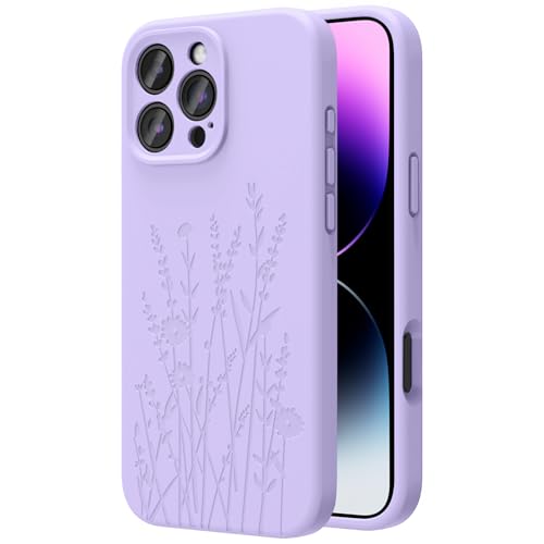 OAOA Engraved for iPhone 16 Pro Max Case, Light Purple Flower - image 1