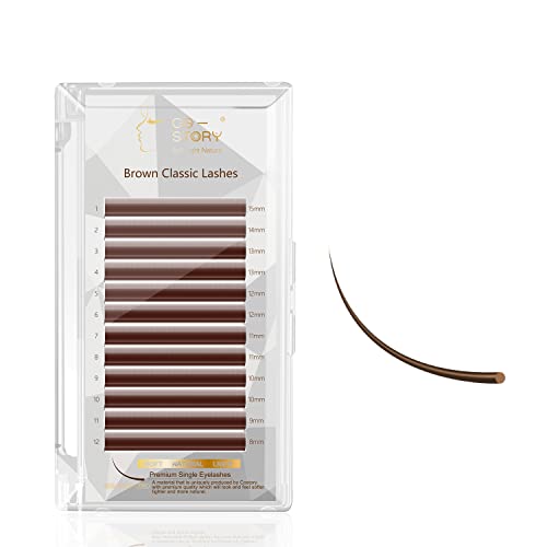 Costory Extensiones de Pestañas Marrón Oscuro Pelo a Pelo Pestañas Postizas Individuales Profesional Natural Suave Dark Brown Eyelash Extensions Clásico (Grosor 0.15 Curva C Longitud 8-15mm Mixta) Cover