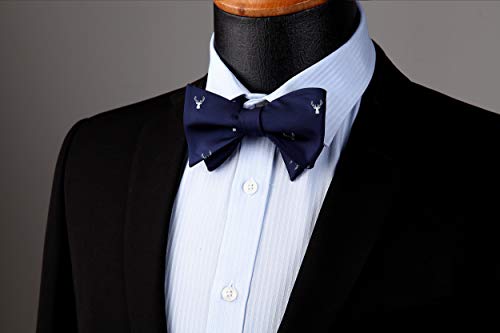 Image of HISDERN Bow Ties for Men Self Tie Animal Bowties Pocket Square Woven Silk Fun Bowtie Handkerchief Set for Wedding Party