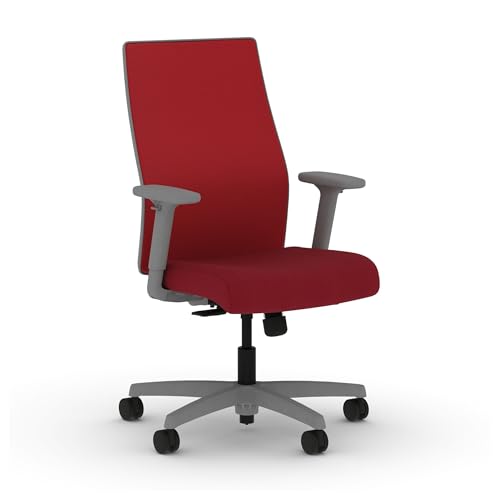 Image of HON Ignition 2.0 Mid‑Back Ergonomic Office Chair, Mesh Task Desk Chair with Lumbar Support, Standard Synchro‑Tilt, Height and Width Adjustable Arms, Titanium Frame, Bullseye