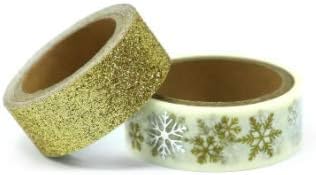 Cinta Washi de copo de nieve dorada de Navidad - 2 carretes
