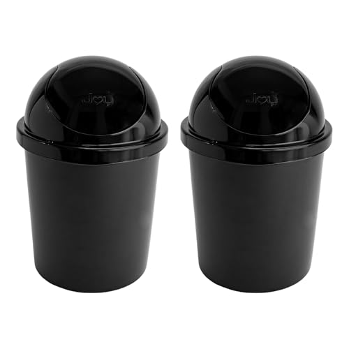 Catálogo de Botes de Basura los 10 mejores. 44 JOY - Bote de Basura Redondo, Pack de 2, con Tapa de Balancín, Ideal para Mantener la Limpieza en el Hogar y Oficina, 5 Litros de Capacidad, Plástico Libre de BPA, Negro
