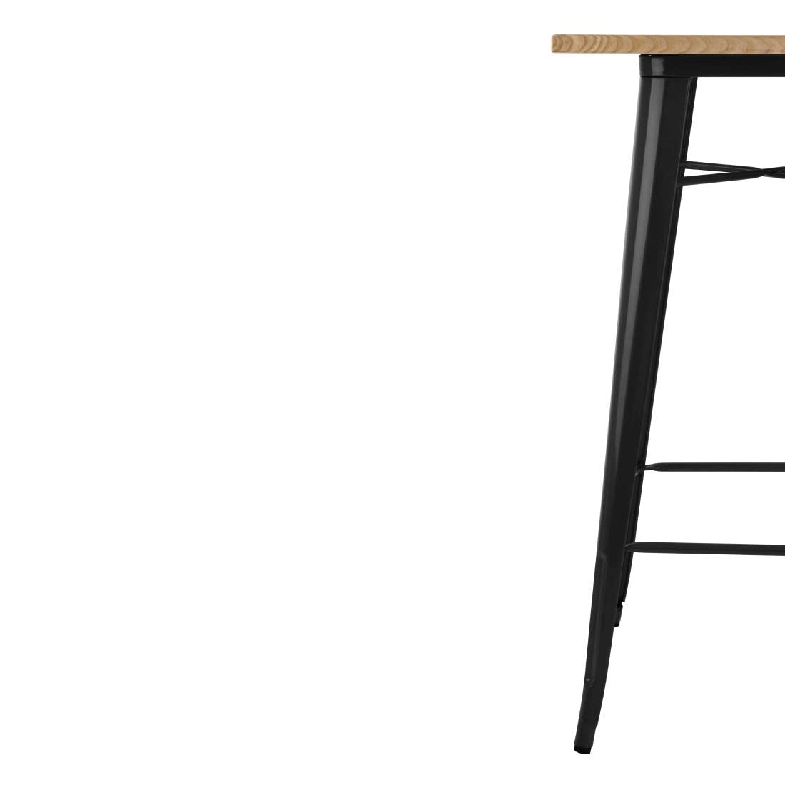 Bolero Mange-Debout Noir avec Plateau en Bois de frêne, Cadre en Acier Noir et Plateau en frêne, Taille : 1040 (H) x 600 (L) x 600 (P) mm, FB595