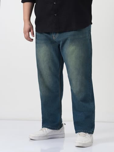 Image of Urbano Plus Men's Straight Fit Heavy Washed Jeans Stretchable