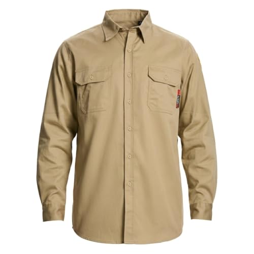 Image of SRsafety Hi Vis FR Shirts for Men,7.0oz Long Sleeve FR Work Shirts,100% Cotton High Visibility Fire Shirt