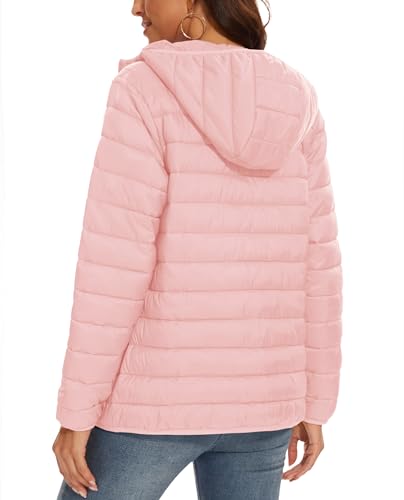 MAGCOMSEN Women's Lightweight Hooded Puffer Jacket 4 Pockets Winter Coat