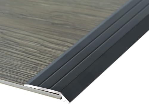 SAFWELAU Perfil Angular Guardavivos Esquinas Borde de Alfombra Estriado Reductor para Azulejos, Vinilo y Laminado, Aleación de Aluminio(Black)