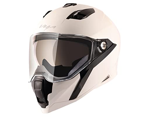 Image of Vega Storm ISI Certified Full Face Helmet for Men and Women With Clear Visor and Extra Mercury Visor (White, Size:M 57-58 cm)