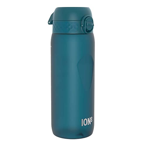 ion8 Botella de Agua, 750ml, Deportiva, a Prueba de Fugas, Fácil de Abrir, Cerradura Segura, Asa de Transporte, Apta para Lavavajillas, Agarre Contorneado, Sin BPA, Verde Azulado Profundo