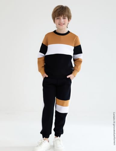 Image of mkodopy Boys Clothes Hoodie Sweatsuits Tops and Pants Boys Fall Winter Outfits Boy Clothing Set
