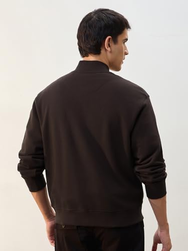 Image of Nobero Men's Premium Fleece Bomber Jacket | 280 GSM Fabric | Regular Fit Zip-Up Outerwear | Shirt Collar | Ribbed Cuffs & Hem | Casual Winter Layering Jacket