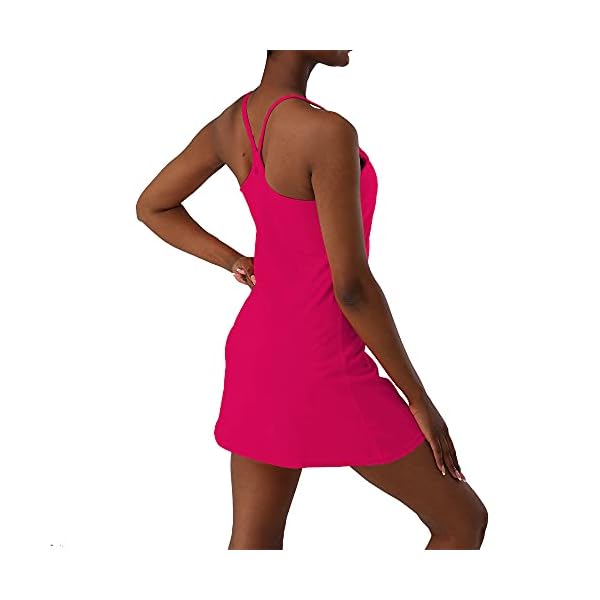 MCEDAR Exercise Tennis Dress for Women Athletic Golf Dress Built-in Bra with Shorts Pockets Workout Active Sportswear Pink/0