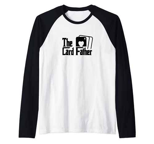 Hombre The Card Father - Juego de cartas divertidas de póquer jugando al padre Camiseta Manga Raglan