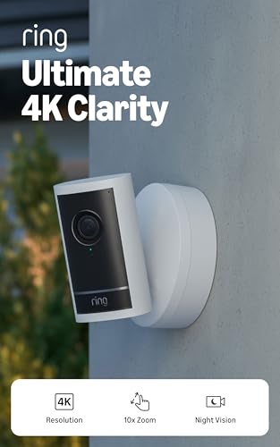 Image of Ring Outdoor Cam 4K Pro, Wired (newest model), White with Hardwired Kit for Cameras