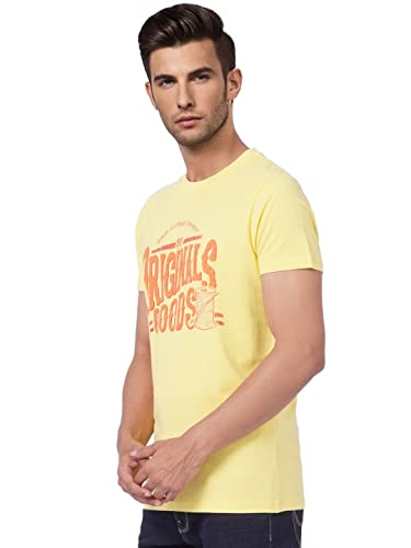 Image of JACK & JONES Men's Cotton Placement Print Slim Fit Round Neck T-Shirt