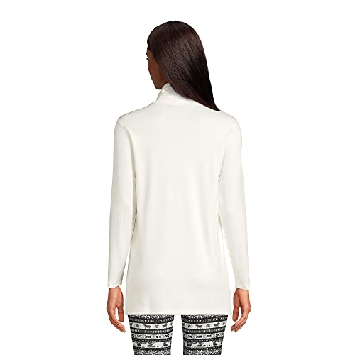 Lands' End Womens Supima Cotton Ls Turtleneck Tunic Ivory Regular Small #TOP1