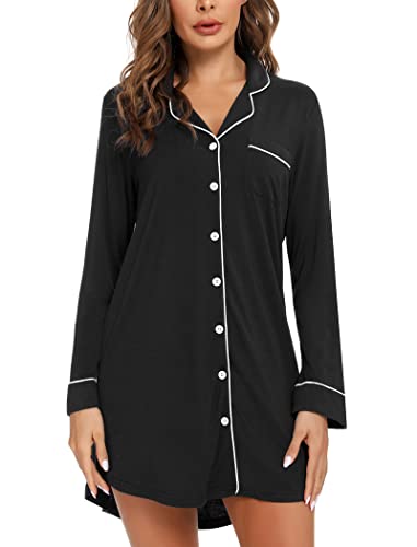 Leikar Maternity Nightgown For Women Nursing Pajamas Long Sleeve Sleepshirt3