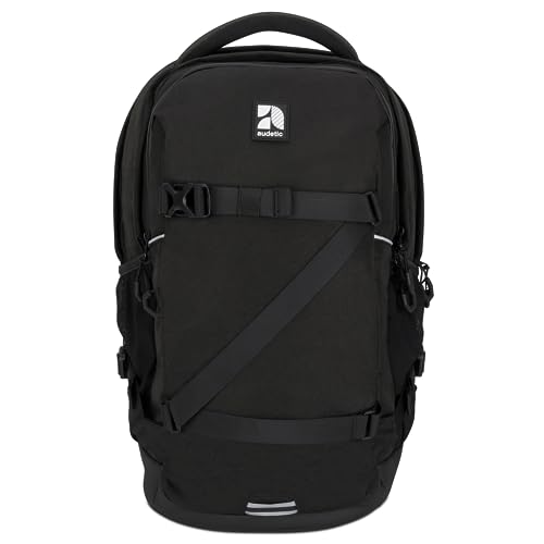 Audetic Schulrucksack Mädchen & Jungen Teenager Schwarz - Cosmo - Schulranzen für Klasse 5 - Ergonomische Schultasche mit vielen Fächern für Schule & Freizeit - Wasserabweisend