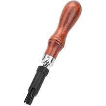 Leather Beveler,Leather Bevelers,V Type Push Groover Adjustable Wood Handle Cotton Crochet Thread Cove Base Groover Leather Grooving Craft Gouge Tool