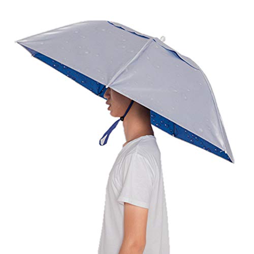 Umbrella Hat Hand Free with Tighten Clip Head Wear-Silver
