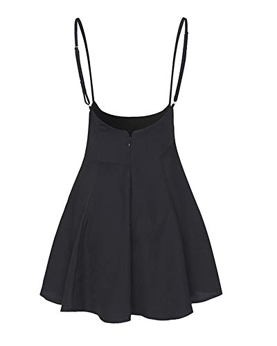 Springcmy Women's Suspender Skirts Basic High Waist Versatile Flared Skater Ruffle Hem Flared Skirt Overall Dress4