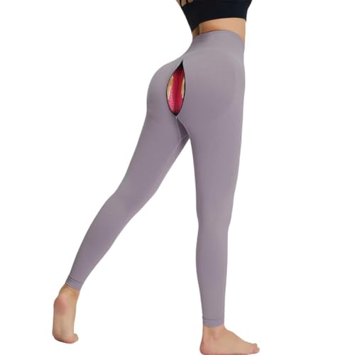 Legging d'entraînement Liaeglam violet M avec fermeture éclair et entrejambe ouvert