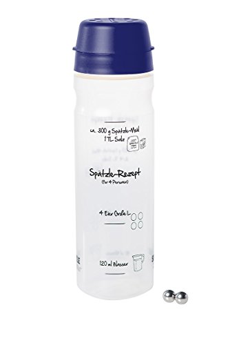 Spätzle-Shaker (Marine) pour 4 portions de spätzle maison (875 ml) - L'original breveté est une invention pratique pour les spätzle turbo-rapides. Fabriqué en Allemagne