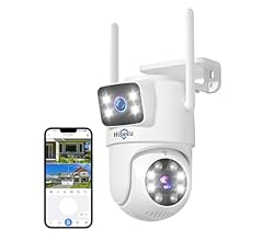 Hiseeu Wireless Security Camera Dual Lens 5G/2.4G WiFi PTZ Camera Outdoor, IP65 Waterproof, Motion Tracking Color Night Vis…
