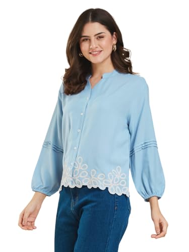 Image of J TURRITOPSIS Women's Rayon Stylish Embroidered Shirt