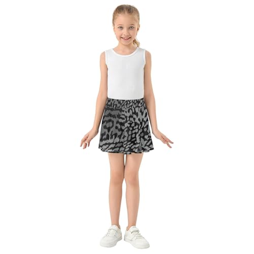 Joisal Leopard Dark Gray Black Athletic Shorts Girls Skorts Tennis Skirts Kids Summer School Skirt 3t3