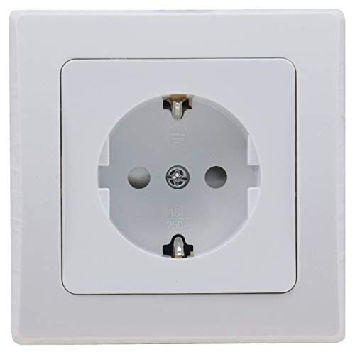DELPHI Steckdose Weiß Unterputz 230V Schutzkontakt-Steckdose mit erhöhtem Berührungschutz Weiß