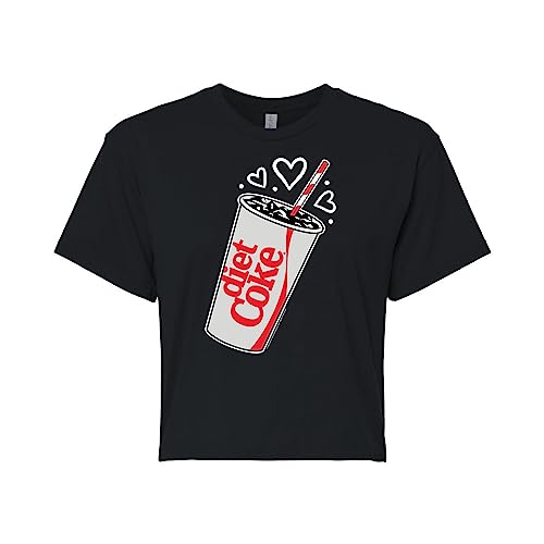 HYBRID APPAREL - Diet Coke - Heart Bubbles - Juniors Cropped Cotton Blend T-Shirt