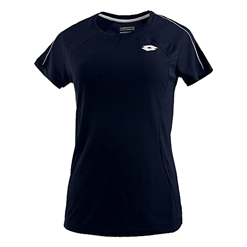 T-shirt pour femme Lotto Squadra PL bleu et blanc en taille L pour tennis