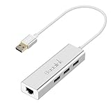 USB Hub - Badalink 3-Port USB 3.0 Hub with Ethernet Adapter LAN Connector, Portable Aluminum Hub for Laptop, Mac OS 10.6 and above, Linux, Win7/8/10(Silver)