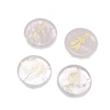 4 Pcs Chakra Stones With Lazurit Blue Engraved Symbols Round Shape Polished Palm Stone Reiki Crystal Natural Divination Stone - (Color: 3)