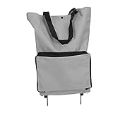 Carrito de la Compra Plegable con Ruedas, Bolsa de Carrito Reutilizable, Bolsa de Carrito de Supermercado de Gran Capacidad, Oxford con Asa (Gris)