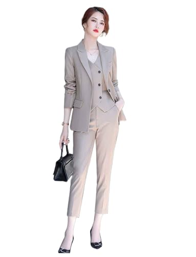 Veste à boutons simple boutonnage gilet et pantalon en costume trois pièces femme