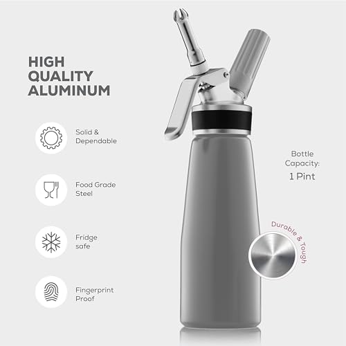 Kezzled-Whipped Cream Dispenser Leak-Free Whip Cream Maker Canister with 3 Decorating Nozzles, Cream Whipper 500ml