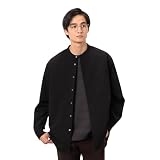 [コムサイズム] ウールライク バンドカラー 長袖シャツ 47-30IM01-205 ブラック M