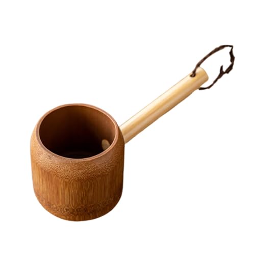 Bothyi Bamboo Bath Ladle Tea 400ml Rustic Rice Spoon Serving Spoon Shower Water ladle for Household Pouring Tea Ceremony, Dark Color