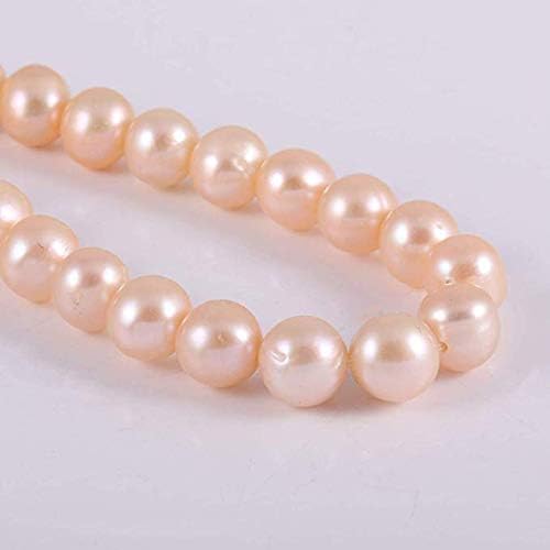 Natural Round Freshwater Pink Pearl Loose Beads 8-9mm 14.2 inch for Jewelry Making - Image 6