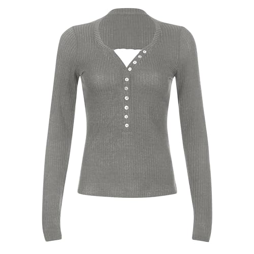 Lace Crop Button Up Shirts for Girls Women Lace Patchwork Gothic Tops Fairycore Slim Fit Long Sleeve Knit Top4