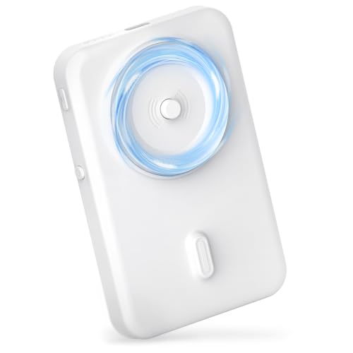 Wireless Portable Charger for Samsung, 5000mAh Ultra Slim Power Bank with Innovative Electric Suction Cup, Compatible with iPhone and Android Cell Phone, Support 22.5W USB-C PD Fast Charging, White